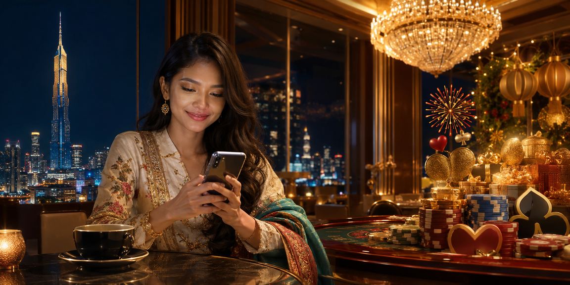Pemain Baccarat dalam talian menggunakan telefon pintar di Kuala Lumpur